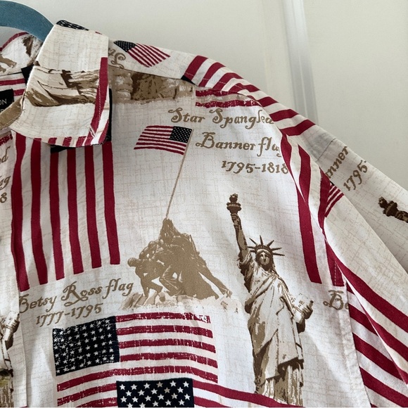 Cotton Traders American Flag Patriotic Button-Up Shirt Shirt USA Men's Size XL - Picture 5 of 16